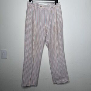 Paul Fredrick 100% Cotton Seersucker Colorful Striped Pants Size 34W x 30 In